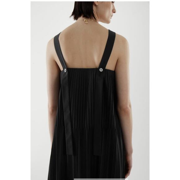 COS Women’s Maxi Dress Size 6 Black Pleated Minimalist Modern Cotton Blend Long - Picture 6 of 15